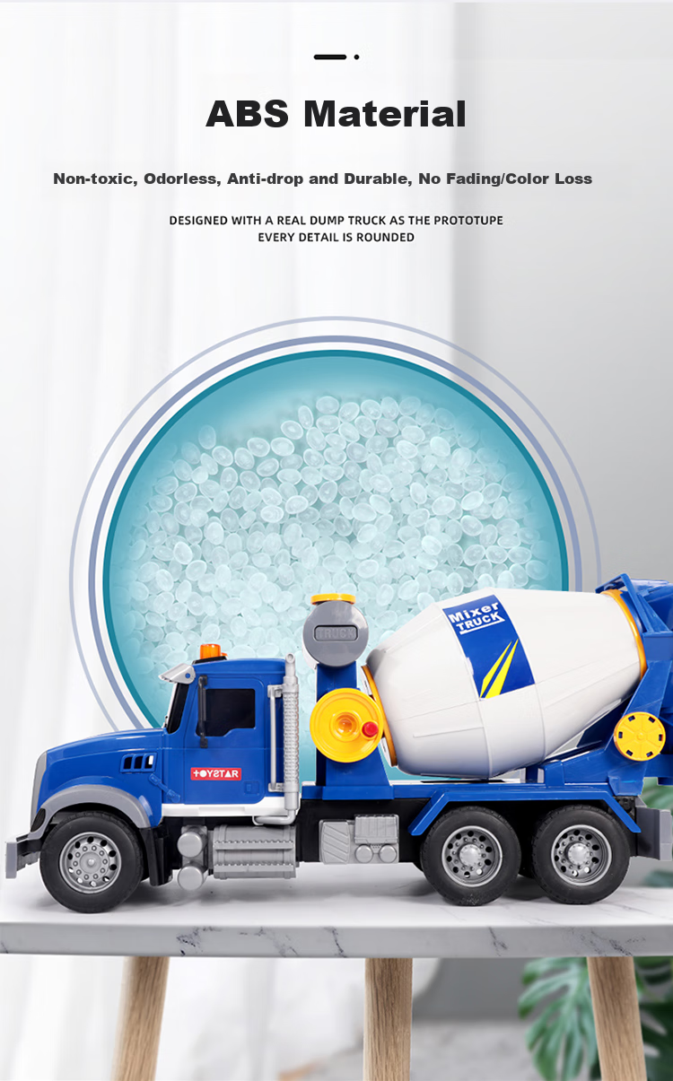 XST Extra Large Mixing Truck Children's Toy with Sound And Light, Can Dispense Concrete Cement, Tank Truck, Boys' Birthday Gift 7