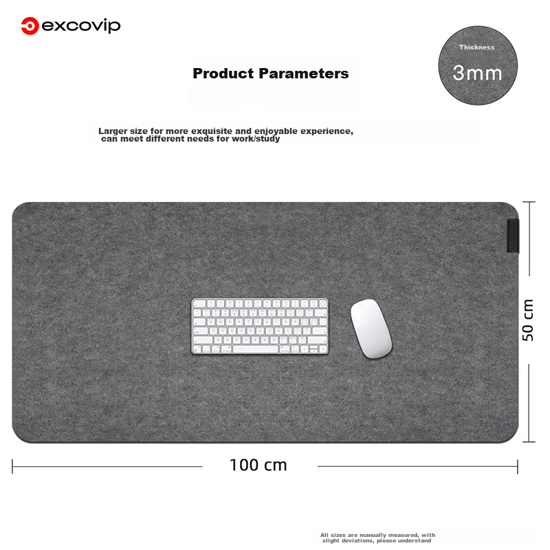 EXCO Mouse Pad, Felt Desk Mat, Extra Large 1000*500mm, Computer Desk, Office Gaming Keyboard Pad, Wear-Resistant, Non-Slip, Rubber Bottom, Thickened Wool Needle Desk Mat, Dark Gray 0248 8