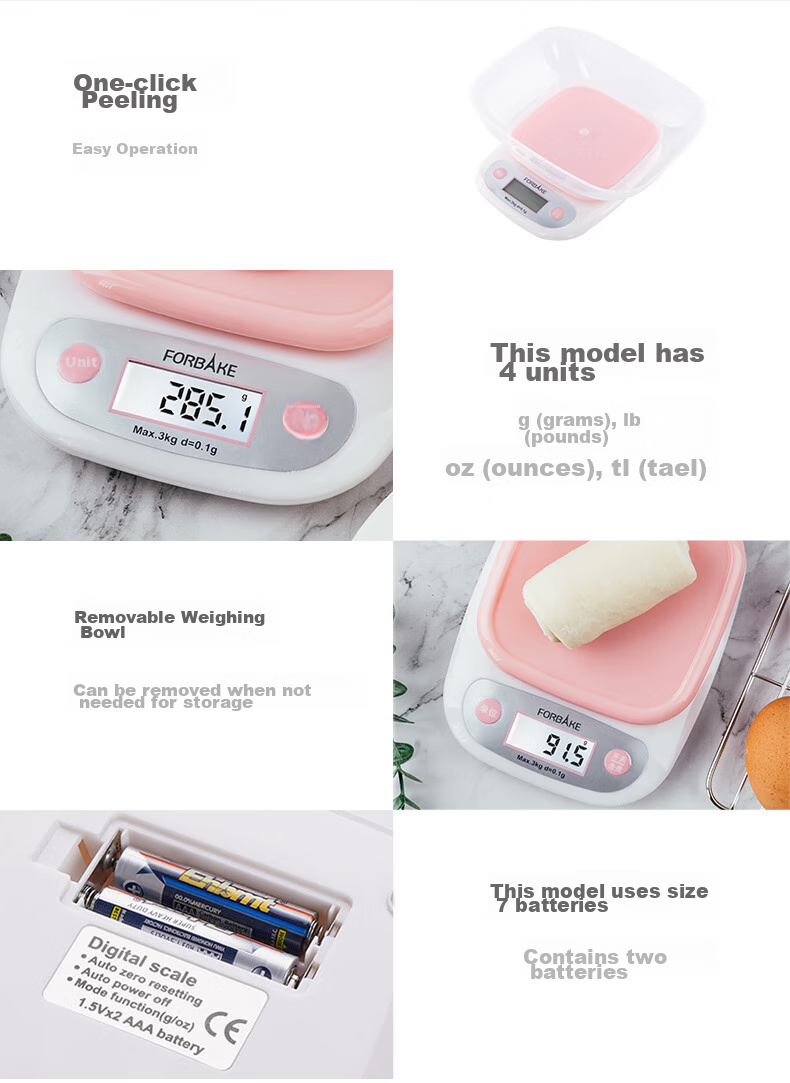FOR BAKE Kitchen Scale, Home Use 1g Precise Electronic Scale, Baking Scale, Mini Food Scale with Tray, 5kg Capacity 5