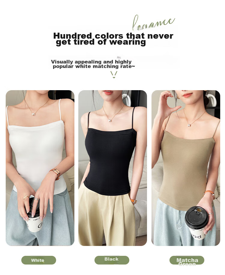 Hengyuanxiang [One-Piece Camisole Bra] Women's Vest, Beautiful Back Design, Inner Wear, Solid Color Undershirt with Built-In Pads, Suitable for Outerwear 6