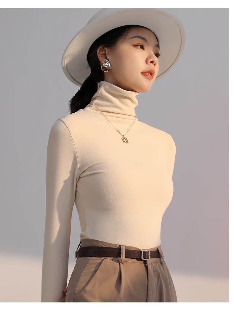 LangSha Turtleneck Base Layer for Women, Double-Sided German Velvet, Spring And Autumn Wearable, Inner Layer for Autumn, Long Sleeve, Turtleneck Top 11
