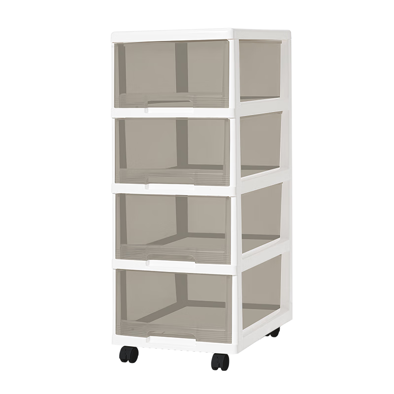 Xitianlong No-Assembly Storage Cabinet Simple Wardrobe Bedside Cabinet Children's Snack Toy Storage Cabinet 4-Layer Transparent Gray