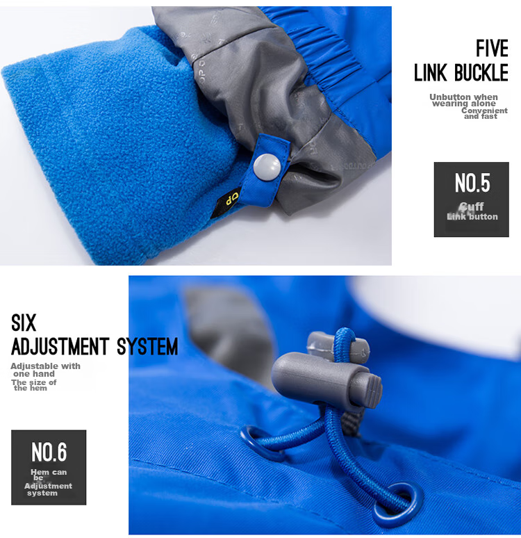 TECTOP 3-in-1 Two-Piece Men's Outdoor Jacket with Fleece Liner for Mountaineering and Skiing, Royal Blue, M 36