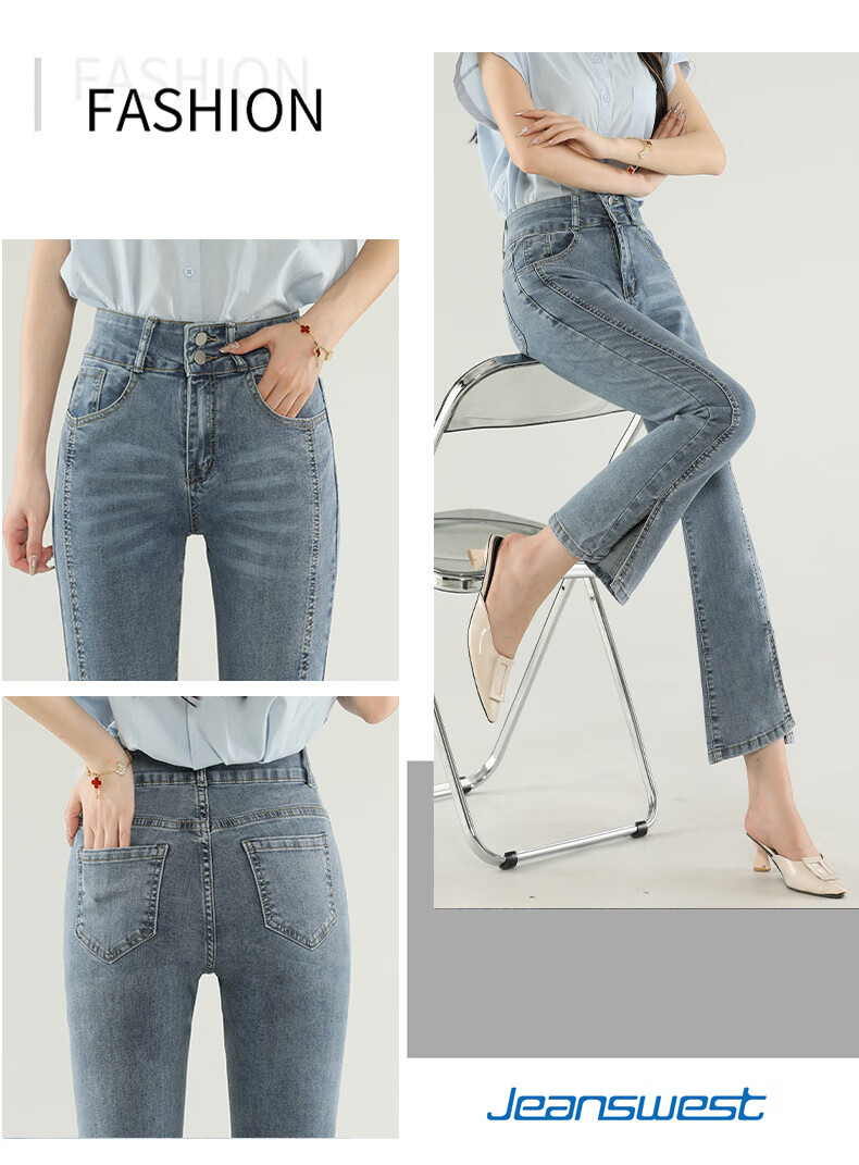 Jeanswest Women's Summer American Vintage Loose Wide-Leg Slim Straight Denim Shorts Dark Blue S 12