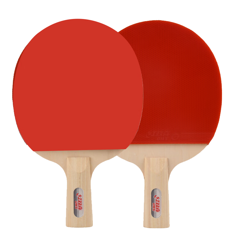 DHS Table Tennis Racket Sticky Rubber Set III-S Straight Handle, Pair of Paddles for Primary School Students Aged 6-12, Table Tennis Rackets with Racket Case