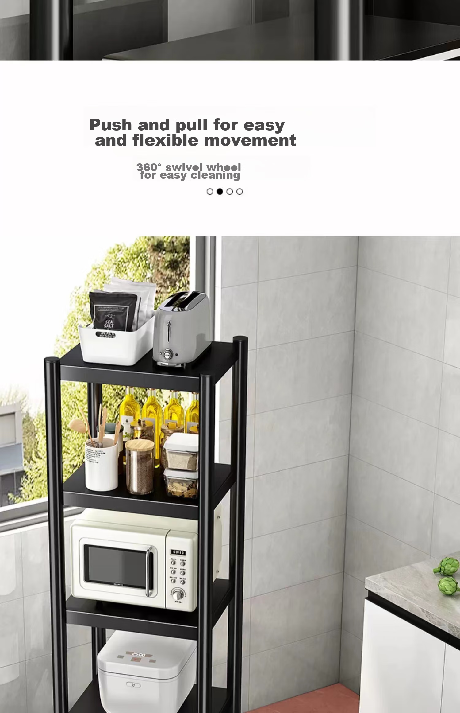 UOEN Kitchen Gap Storage Rack, Floor-Standing Multi-Layer Narrow Gap Organizer for Home Use, Multi-Functional Storage Shelf for Cookware And Microwave Ove 9