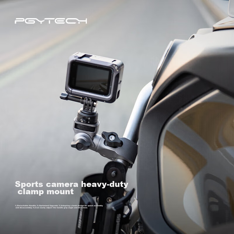 PGYTECH Action Camera Grip, Action5Pro Motorcycle Metal Bracket, Insta360 Cycling Mount, GoPro Multifunctional Live Streaming Photography Accessory, Action4 Bracket