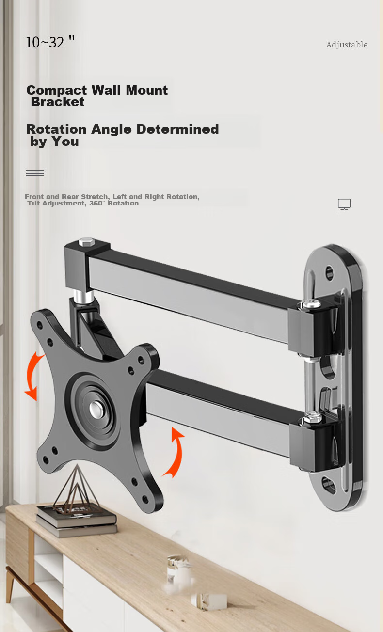 ATSCORE Monitor Wall Mount Bracket, Computer Monitor Wall Mount, Computer Stand, Monitor Fixed Bracket, Desktop Wall-Mounted Bracket TV Mount for 10-32 Inches 1