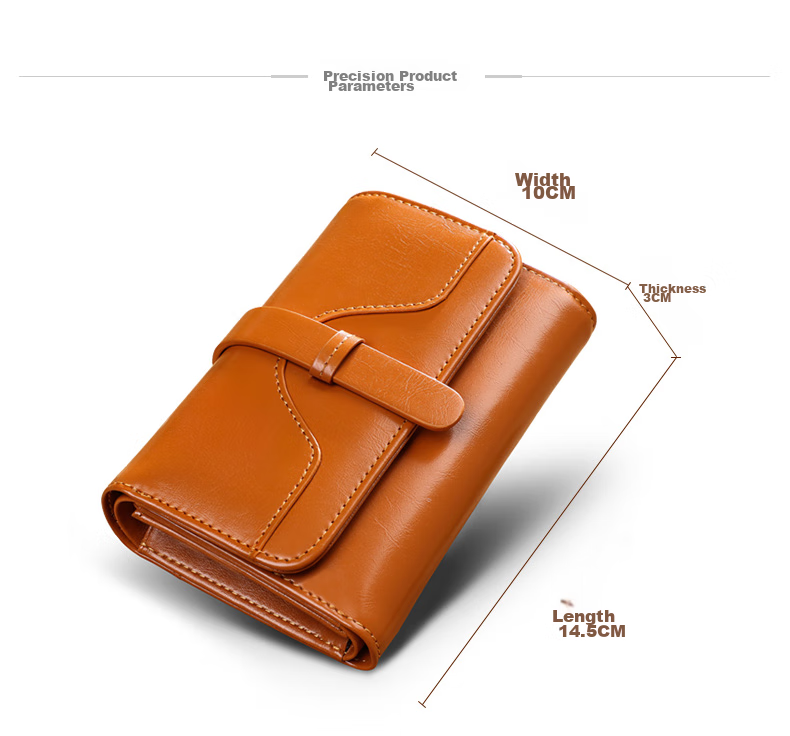 Viney Leather Women's Wallet, Foldable Short Coin Purse, High-End ID Card Holder, Integrated Brand Large Capacity Wallet, Leather Clutch 8