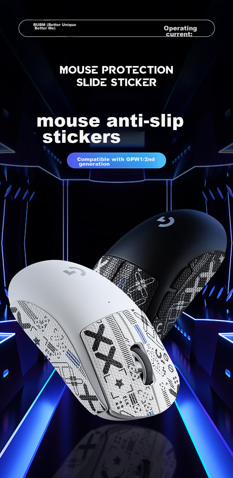 BUBM GpW2 Logitech Mouse Anti-Slip Sticker, Dog Shit King II/III Generation Sticker, Sweat-Absorbing Anti-Slip Scratch-Resistant Sticker, E-Sports Gaming Mouse Pad, GPW2/3 Generation Lizard Skin Full Coverage White Printed Patter 1