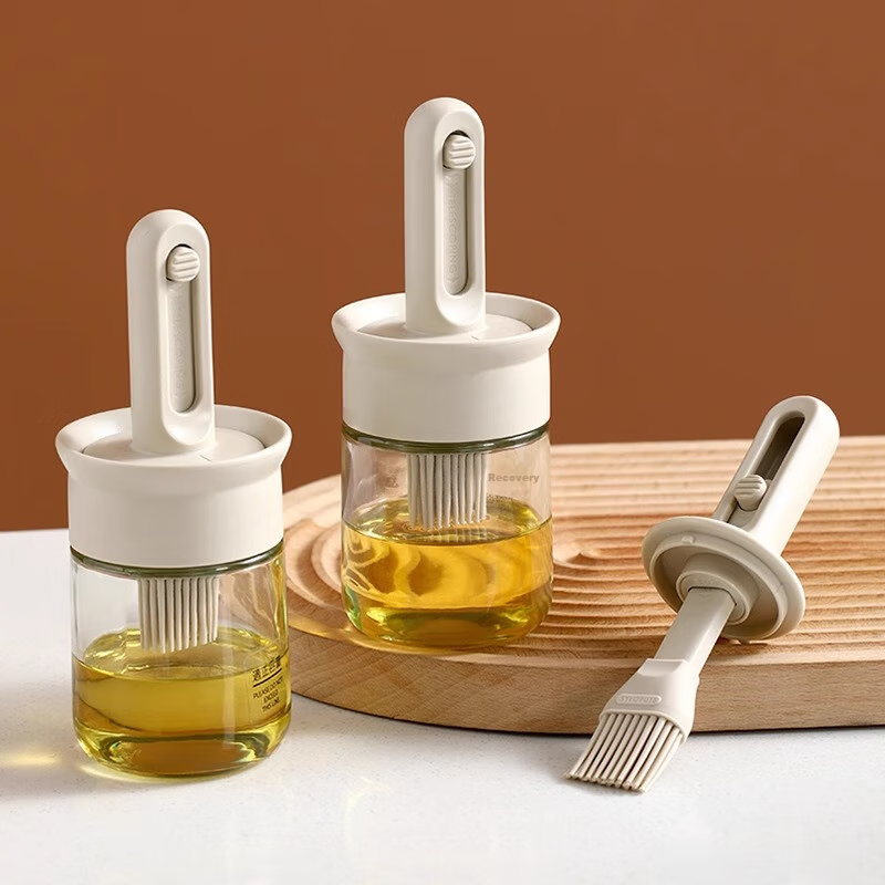 Jekero Extendable Oil Brush, Kitchen Silicone Oil Brush, Pancake Brush, Barbecue Brush Tool, Beige, 150ml