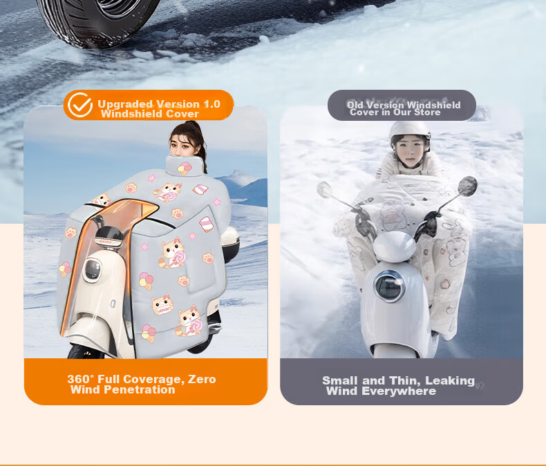 Gonghechuan Electric Scooter Windshield Cover, Winter Windproof And Rainproof, Thickened Warm Cotton Quilt, Widened Fleece, Motorcycle And Electric Bike Wind Shield 13