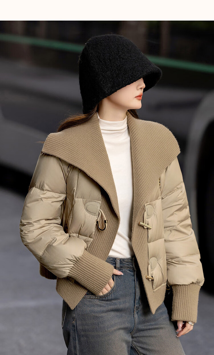 Dme [Mikero Warm Oxygen Bar] Winter Lightweight High-Heat Retention 90% Duck Down Ribbed Lapel Short Women's down Jacket 9