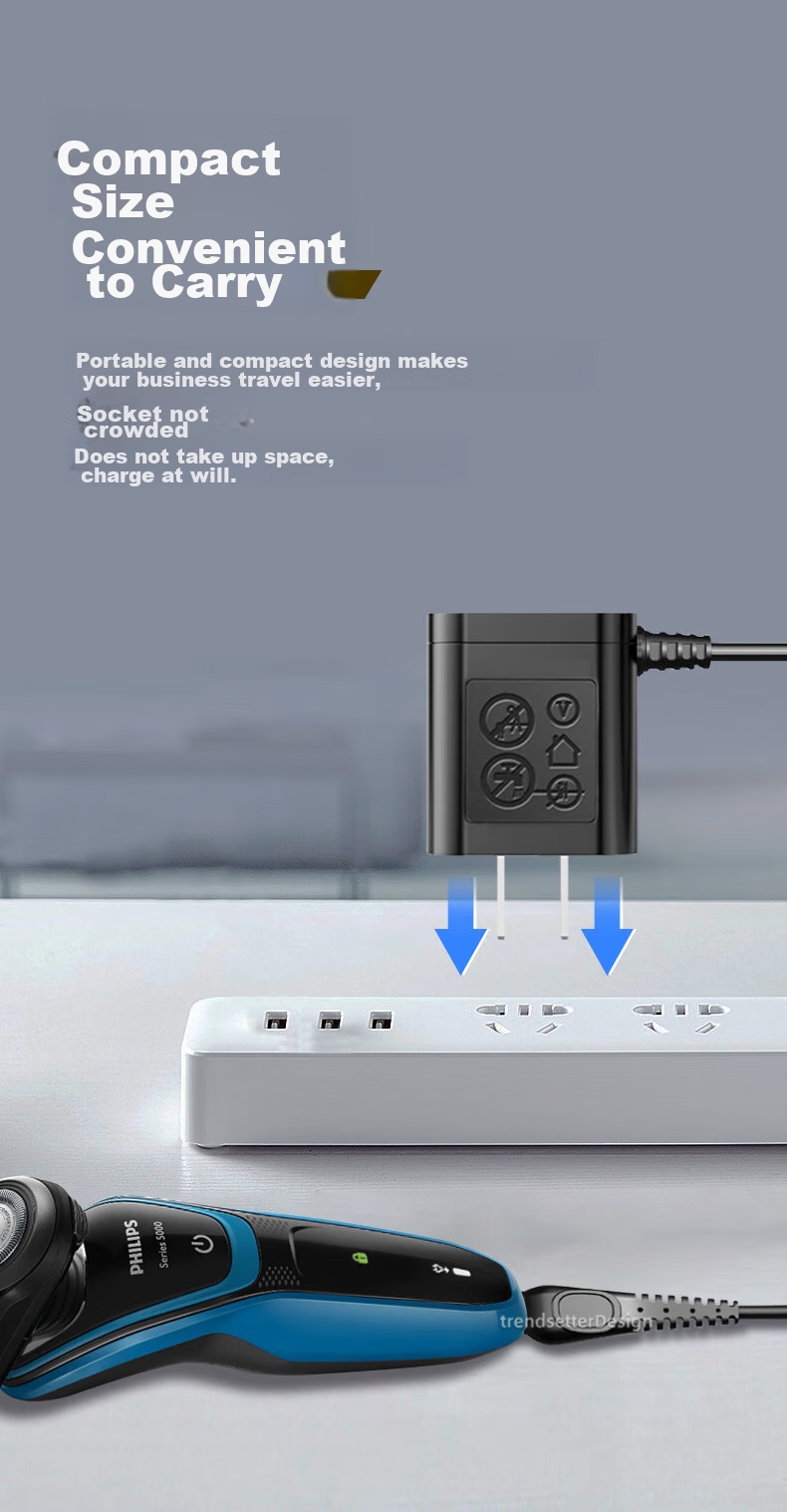 Chaofan Compatible with Philips Shaver Charger Cable HQ8505/PT720/AT890/S5000/S7000/S9000 Electric Razor 15v Power Adapter 7