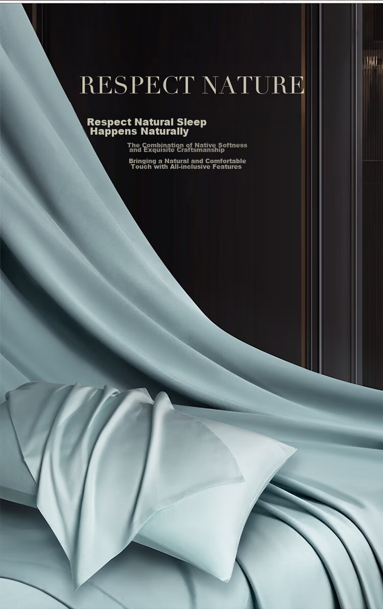 Bravo Fuanna Luxury 60S Tencel Fitted Sheet Four-Piece Set Cotton Bed Sheet Duvet Cover Double 230*229cm 4