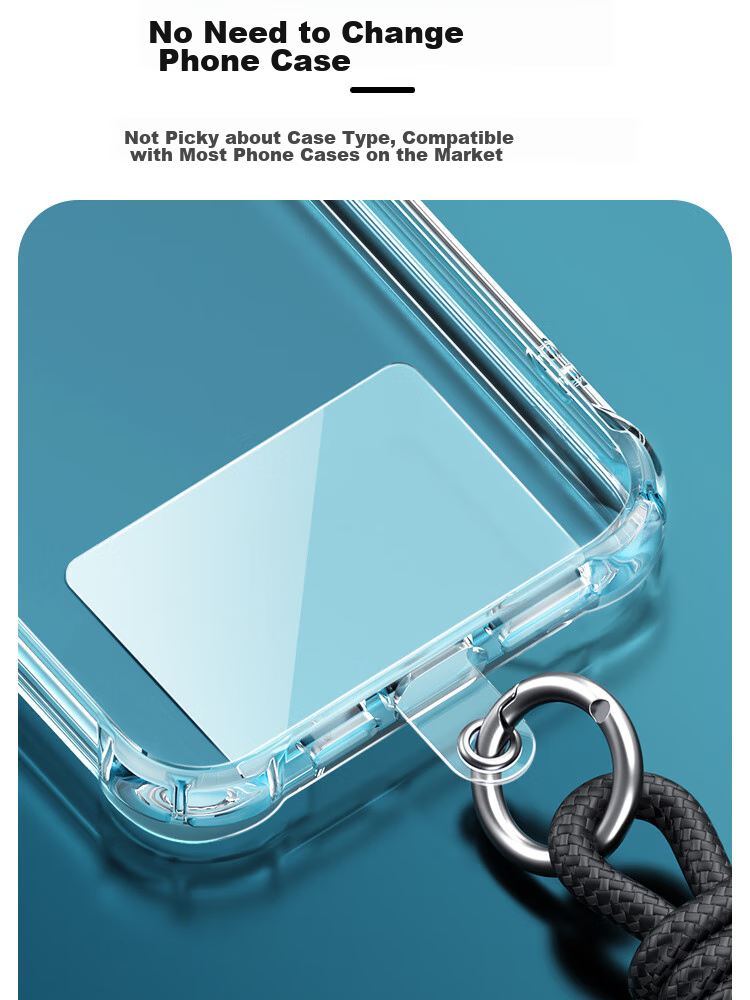ESCASE [6-Pack] Phone Lanyard Stickers, Phone Case Clips, Phone Accessories, Crossbody Lanyard, Compatible with Keychains, Anti-Loss Cards, ID Cards, USB Drives, Detachable TPU Transparent Fixed Clips 7