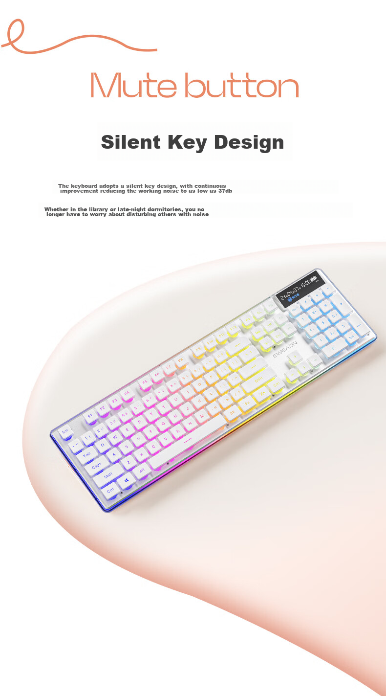 EWEADN V3pro Wireless Bluetooth Wired Tri-Mode Keyboard And Mouse Set with Real Mechanical Feel, Low Noise, Slim Design for Gaming And Office Use on Laptops, Desktop Computers, IPad Universal External Peripherals 8