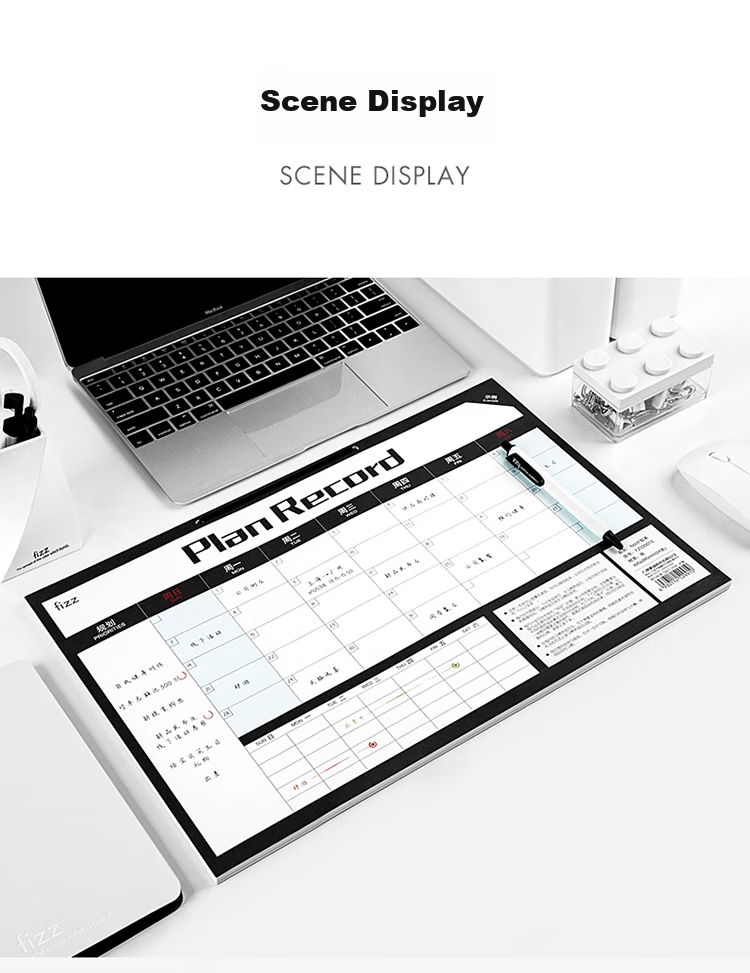 Fizz Calendar Notebook Creative Multifunctional Model Self-Fill Business Office Desk Calendar with Notes, Wall Clock Desktop Ornament for Office, Exam Preparation And Planning FZ335013 12