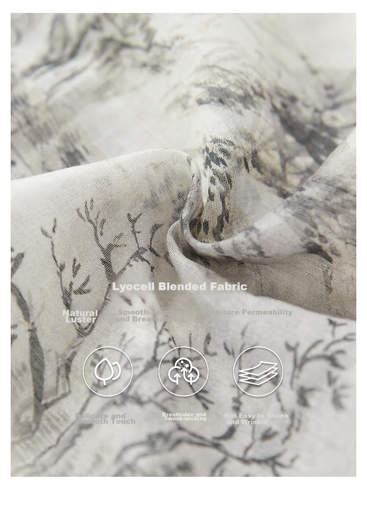 Dme [Tiansi Lianren] Autumn Chinese Style New Light-Weight Lyocell Blend Shirt, Printed Pleated Blouse, Women's Top 9