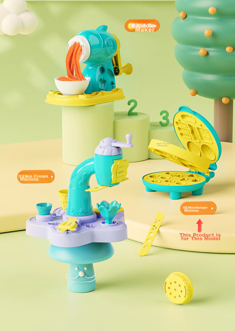 Deli Clay Machine, Burger Maker, Non-Clay Playdough for Children, Boys And Girls, Colorful Clay, Non-Toxic Toy for Kids, Birthday Gift 42