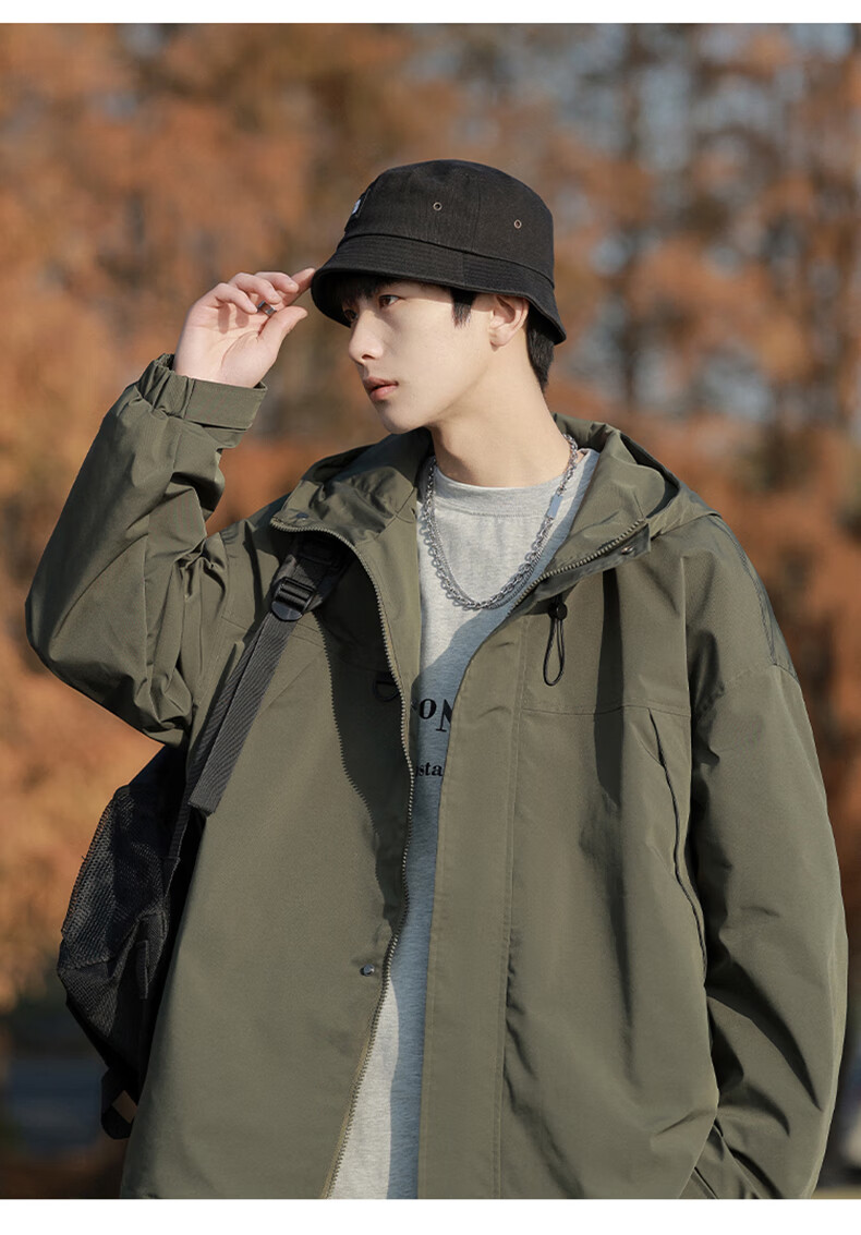 Foss Phil Men's Jacket, Spring And Autumn Outdoor American-Style Casual Coat, Workwear Loose-Fitting Menswear Clothing, 2365 Army Green M 9