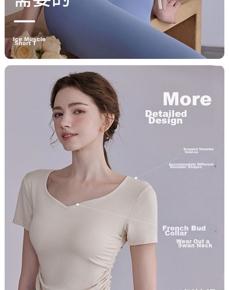 XUEXIMAN Yoga Top Short Sleeve Women's High Elasticity Pleated Slimming Pilates Sports Quick-Dry T-Shirt Fitness Wear Summer 2
