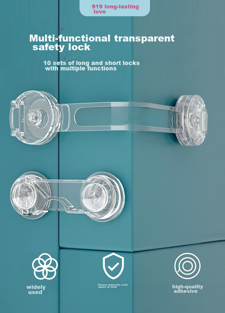 9I9 Baby Drawer Lock, Child Safety Lock, Baby Refrigerator Lock, Cabinet Door Lock, Long Lock, Pack of 10, A235 1