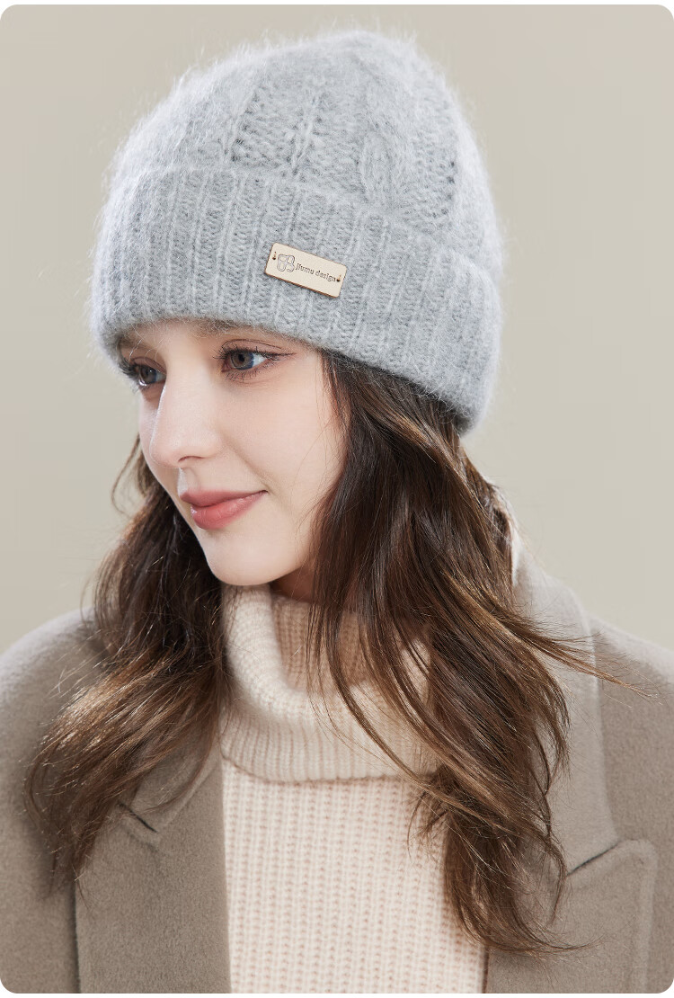 JIUMU Wool Warm Knit Hat, Autumn And Winter Sheepskin Knitted Hat, Cold Hat, Winter Hat, Outdoor Ear Protection Cold Cap for Wome 20