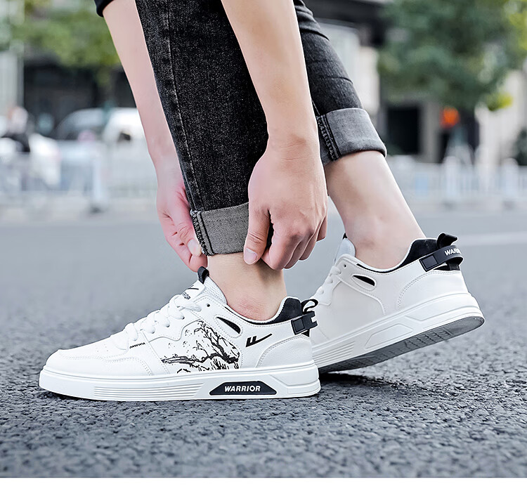 Warrior Men's Sneakers, National Trend Versatile Casual Shoes, Wear-Resistant Running Sports Shoes, WXP(WZ)-1626, White And Black, Size 40 1