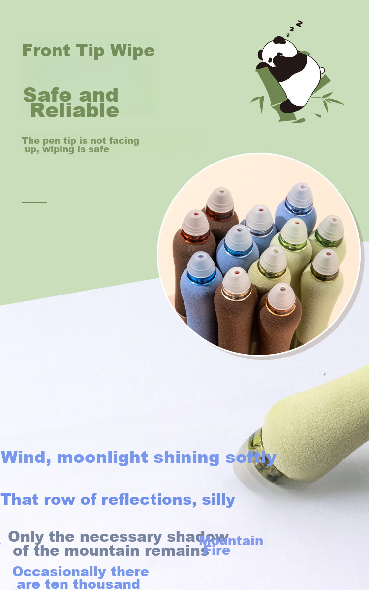 LOPET Blue Erasable Pen, Crystal Blue Erasable Gel Pen, Retractable Water-Based Pen, 0.5mm, for Third Grade Elementary School Students, Erasable Pen, Thermal Signature Pen, 4 Pens, LT-1607 Panda Huahua 6