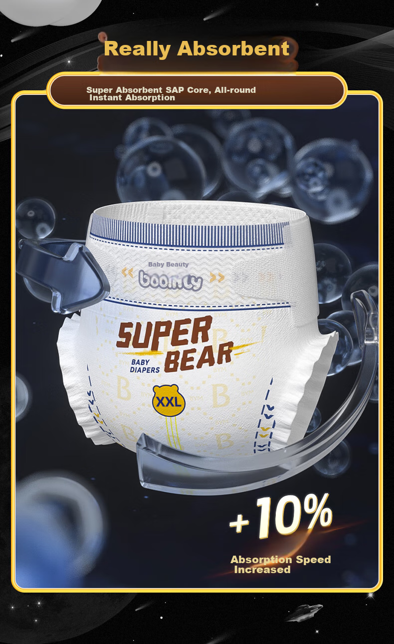 Baoyingmei Trendy Bear Diapers XXL Size 38 Pieces [14-17kg], Ultra-Thin Dry Baby Diapers, Breathable Underwear 4
