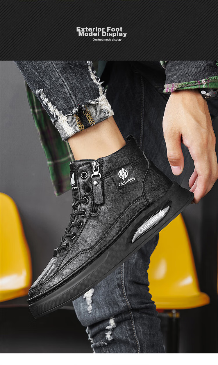 PLAYBOY Men's Shoes, Autumn And Winter High-Top Shoes, Fashionable Sneakers for Men, Trendy White Shoes, Beige, Size 39 9