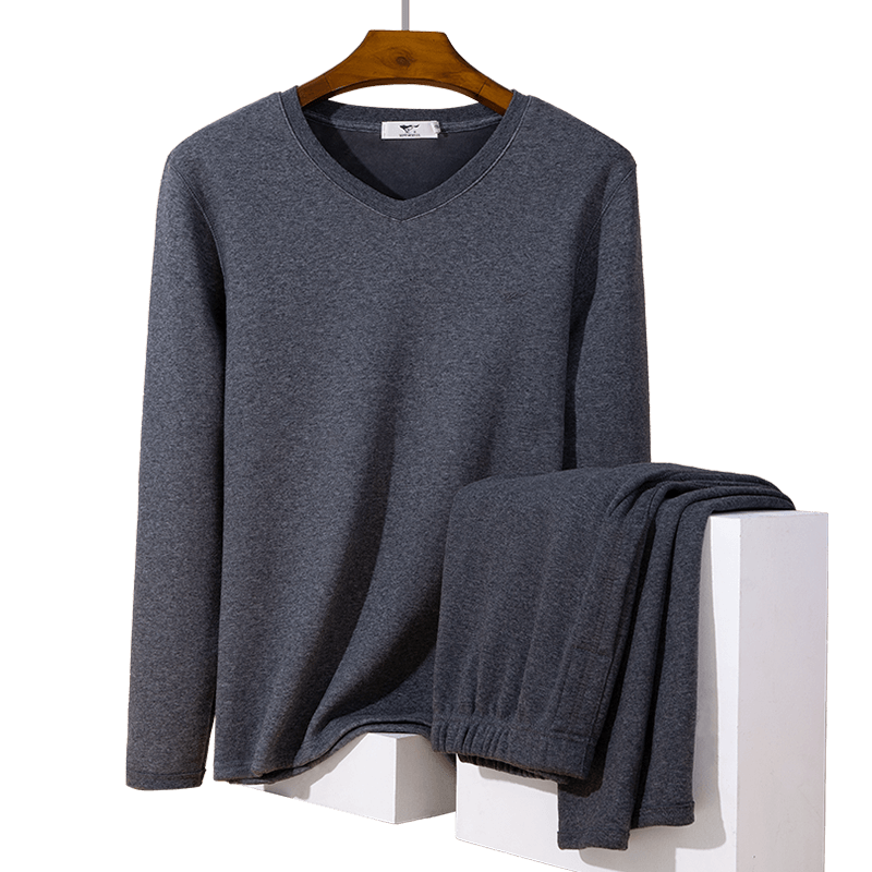 SEPTWOLVES [Wool Warmth] Thermal Underwear for Men, Fleece-Lined Thick Round Neck Winter Cold-Proof Warm Set