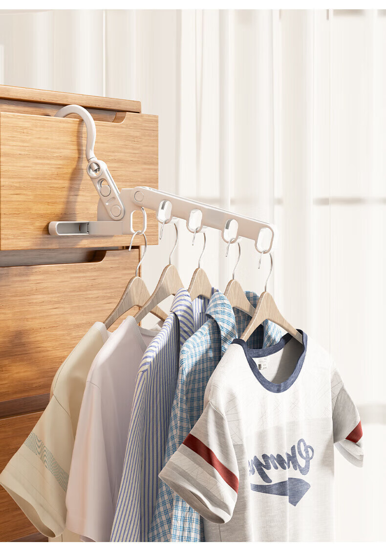 BWNK Foldable Travel Hanger, Mini Wall-Mounted Clothes Rack Pole for Outdoor Railing, Behind Door, Window Sill Use, Random Color 1