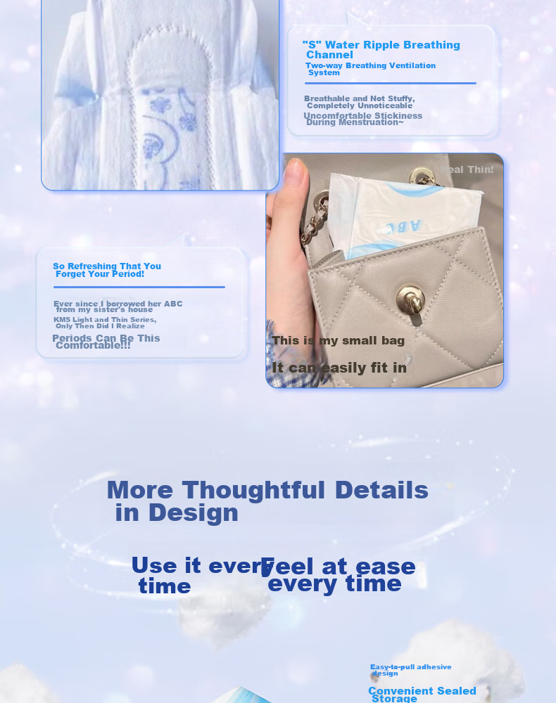 ABC KMS Light And Thin Healthy Formula Ultra-Thin Comfort Daytime Sanitary Napkins Sold by JD 240mm*18 Pieces 11