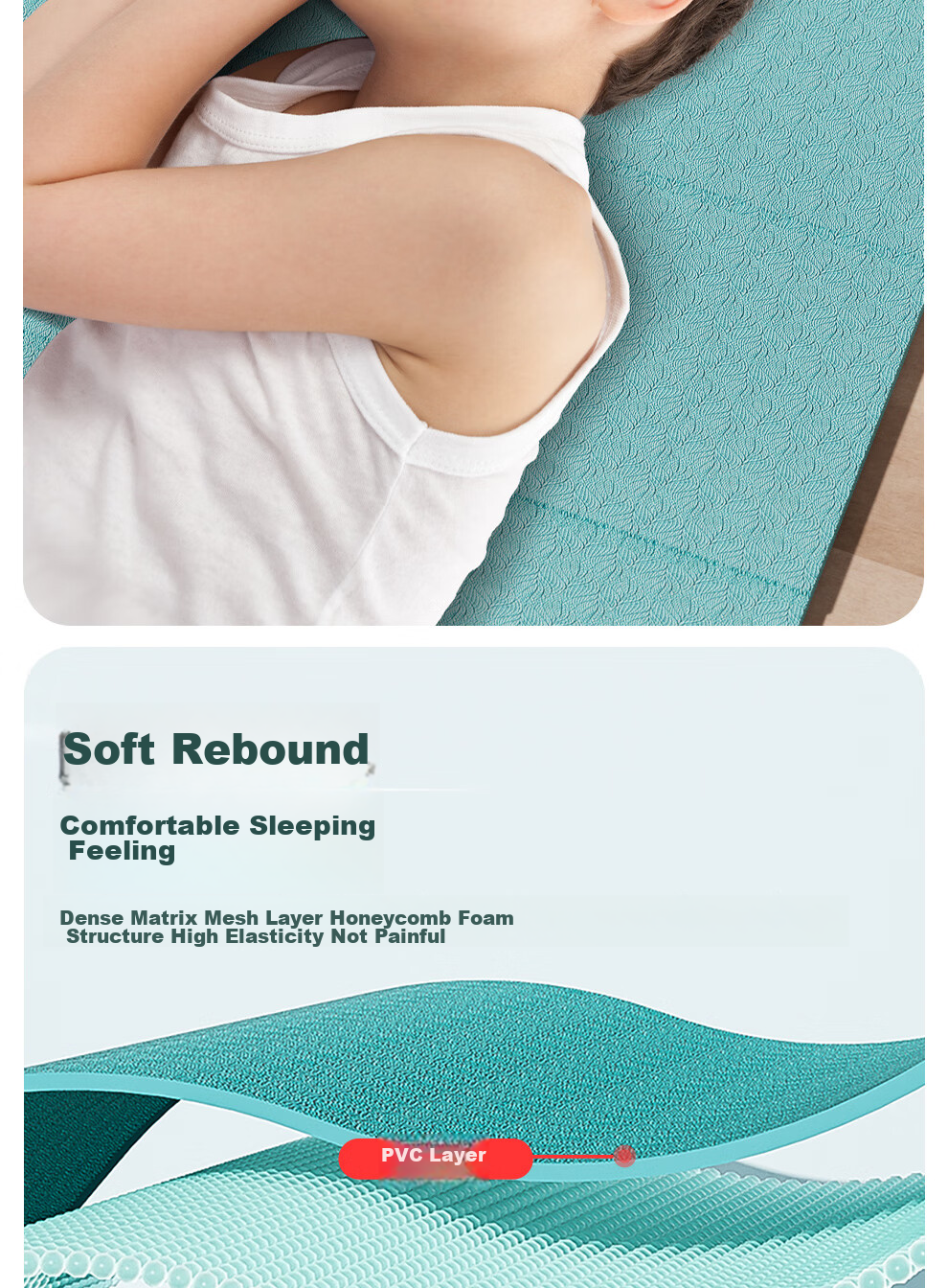 PROIRON Puli'ai Yoga Mat, Foldable And Portable, Non-Slip, for Students' Nap Time, Fitness, Shock-Absorbing Floor Mat, Green, Suitable for Men And Wome 2