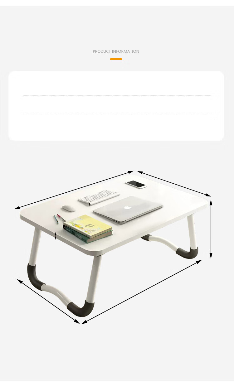 XINGKAI Bedside Small Table, Bed Laptop Desk, Foldable Bed Desk, Study Table BGZ692 Flat White 60*40 12