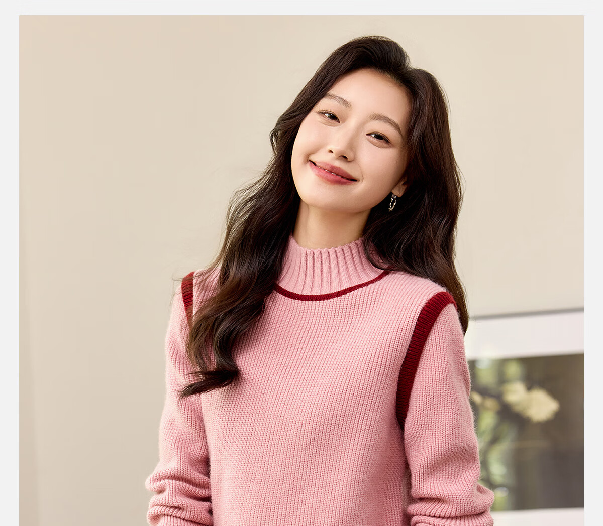 PinCai Women's Knitted Sweater Soft Pink Thick Pullover Half Turtleneck Knit Top P144Z9004 1