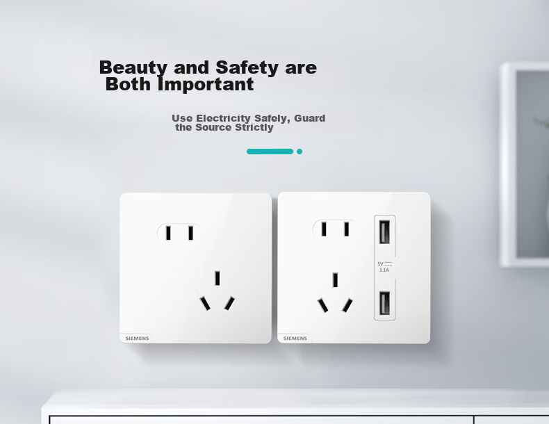 SIEMENS Socket Panel Set Angled Five-Hole 10-Pack 86-Type Concealed Power Socket Bright Elegant White 10