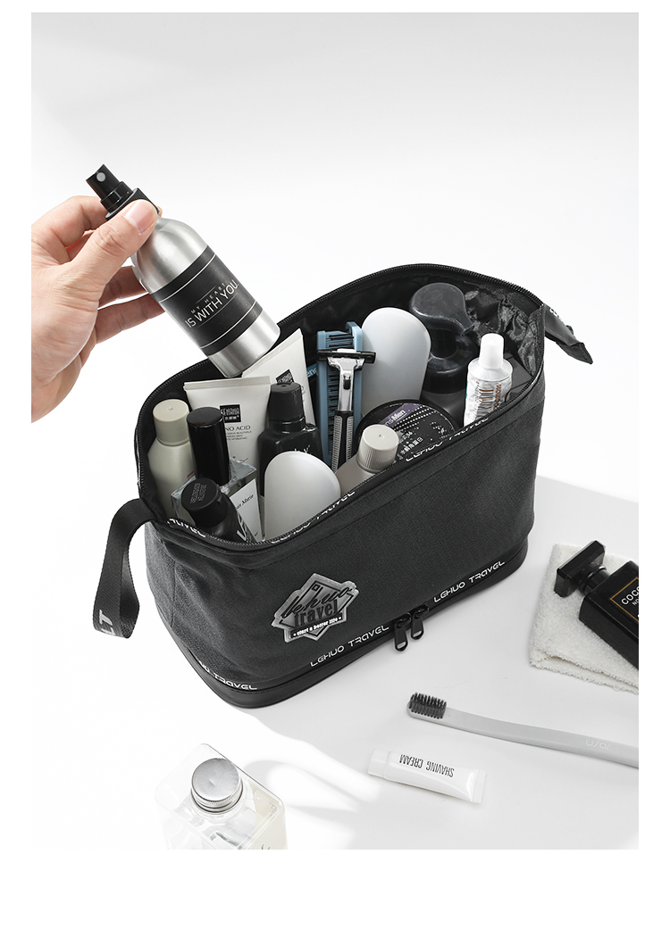 Lehuolvxing Men's Toiletry Bag, Large Capacity Wash Bag for Business Trips, Portable Wash Bag for Travel, Waterproof Toiletry Organizer 19