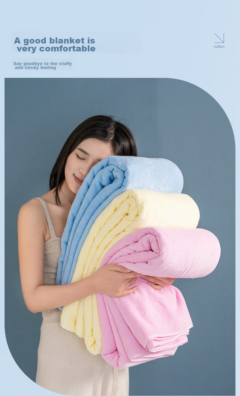 Hengyuanxiang Summer Towel Blanket, Pure Cotton Traditional Style, All-Cotton Summer Cooling Quilt, Children's Nap Coverlet, Air Conditioning Blanket, Sofa Thin Throw 12