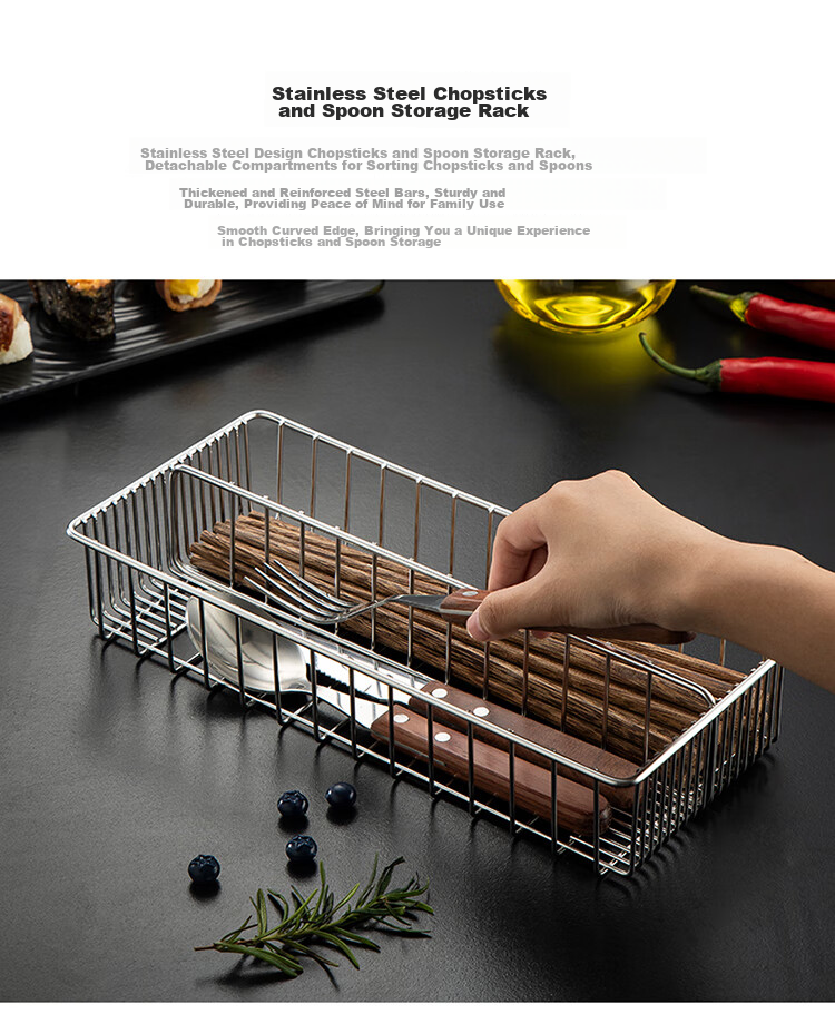 MAXCOOK 304 Stainless Steel Chopstick Holder, Disinfection Cabinet Chopstick Box, Chopsticks And Spoons Storage Box, Draining Chopstick Rack MCSN3805 3