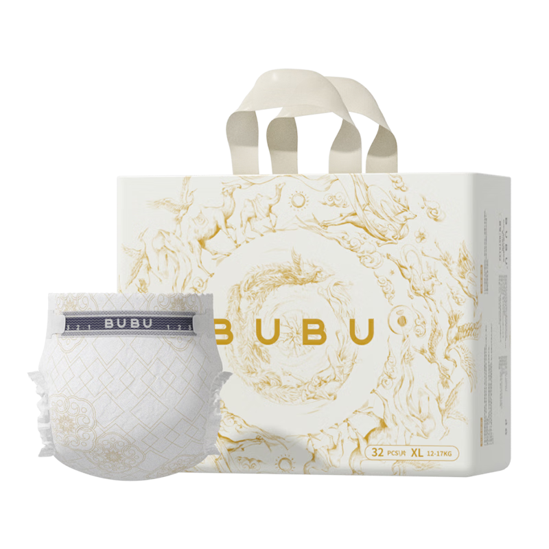 BUBU Silk Road Diapers, XL Size, 32 Pieces (11.5-14KG), Silk Extract, Ultra-Thin, Dry And Breathable
