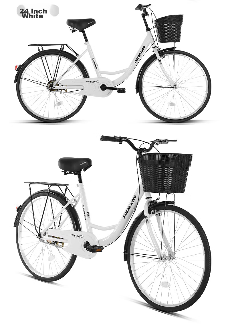 FG FLYING PIGEON City Bicycle, 24-Inch, Tubeless Solid Tire, Commuter Bike for Men And Women, Adult Student Urban Retro Style 16
