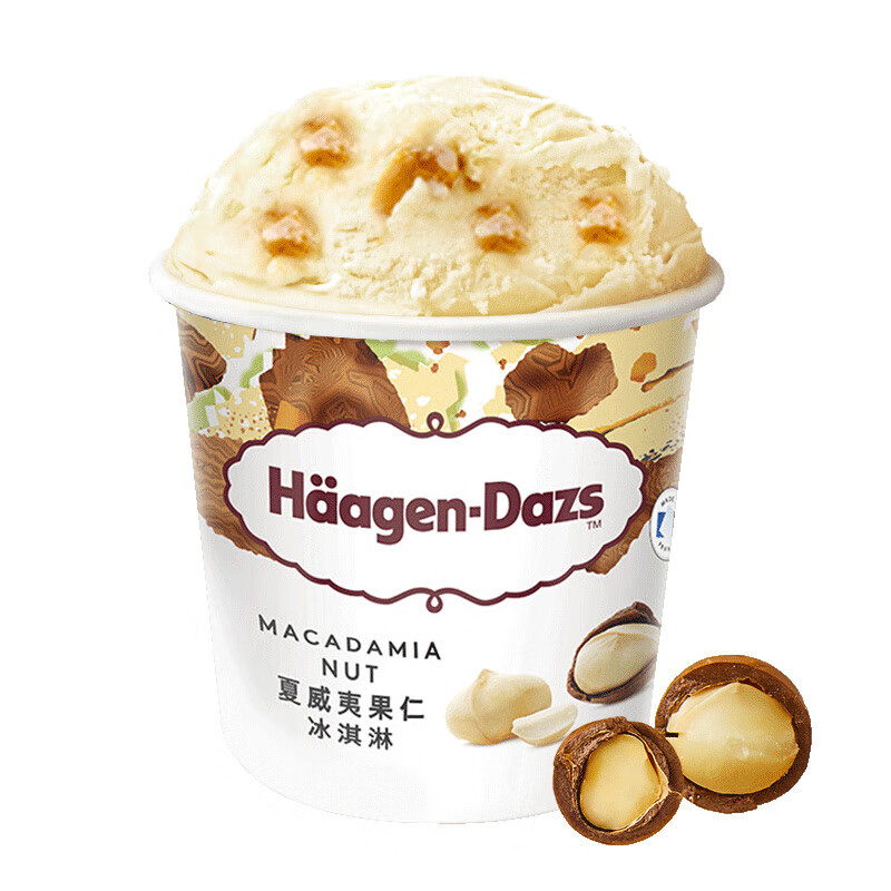 哈根达斯（Haagen-Dazs）夏威夷果仁大桶冰淇淋 473ml/桶 家庭装 雪糕