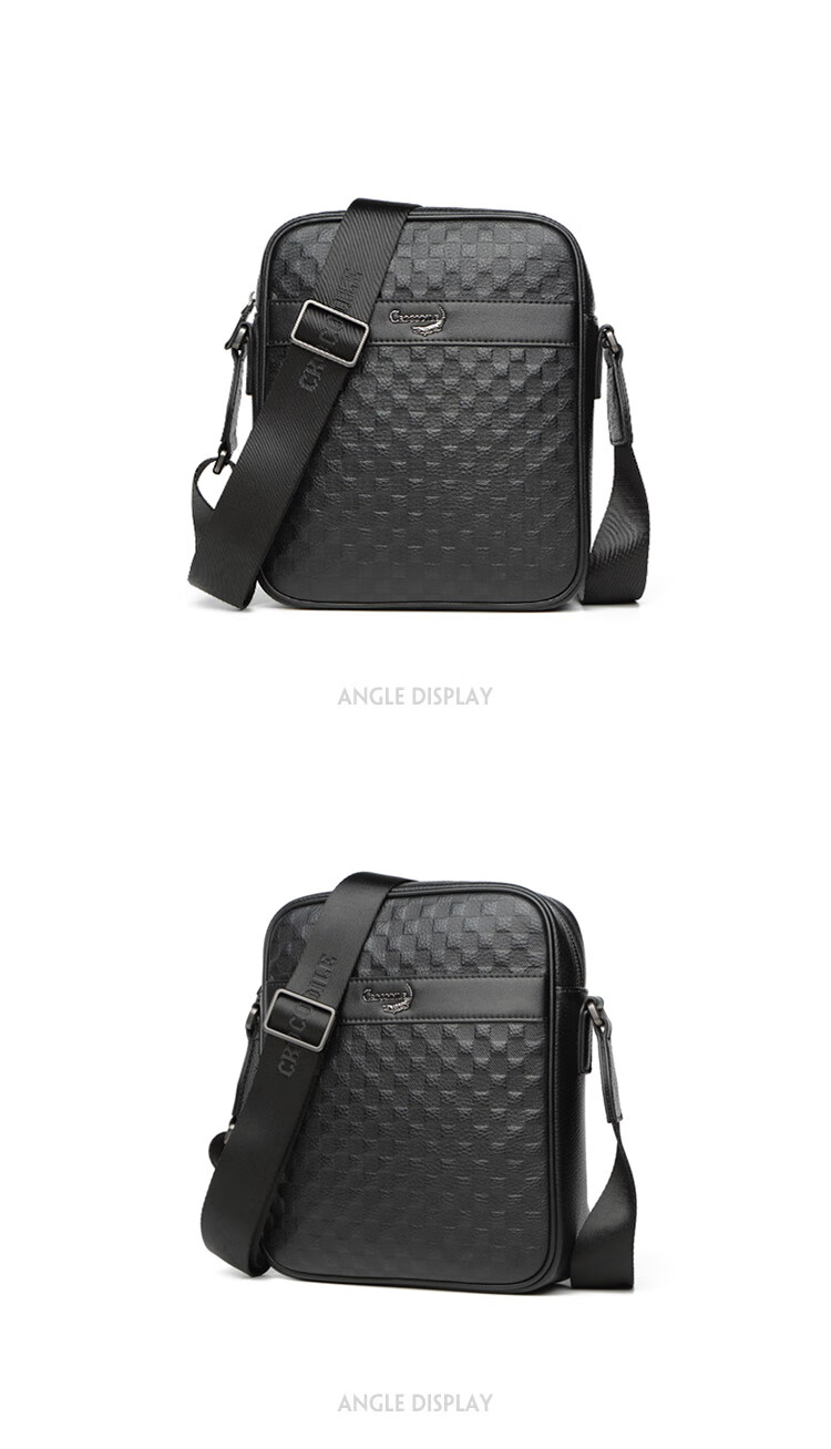 CROCODILE Top-Grain Leather Plaid Business Casual Shoulder Bag, Men's Vertical Crossbody Bag XT2045, Gift for Boyfriend 13