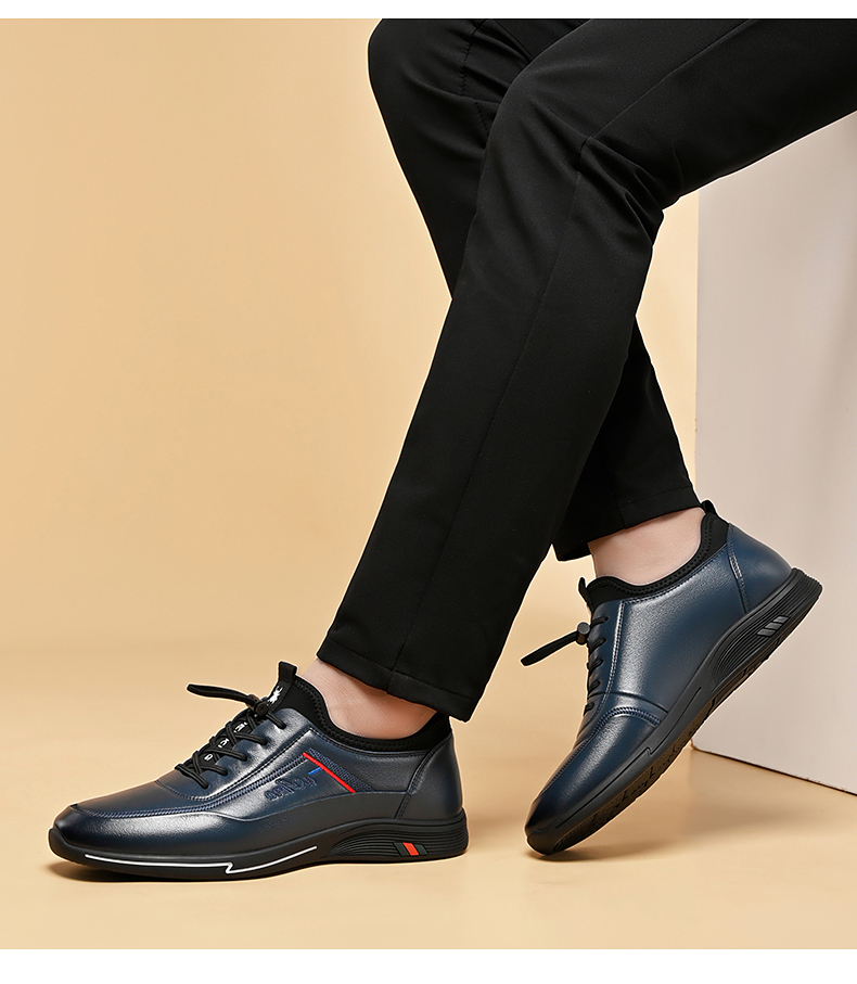 SPIDER KING 2026 Summer Casual Leather Shoes, Men's Sneakers, Men's Business Soft Leather Shoes, Blue, Size 41 19
