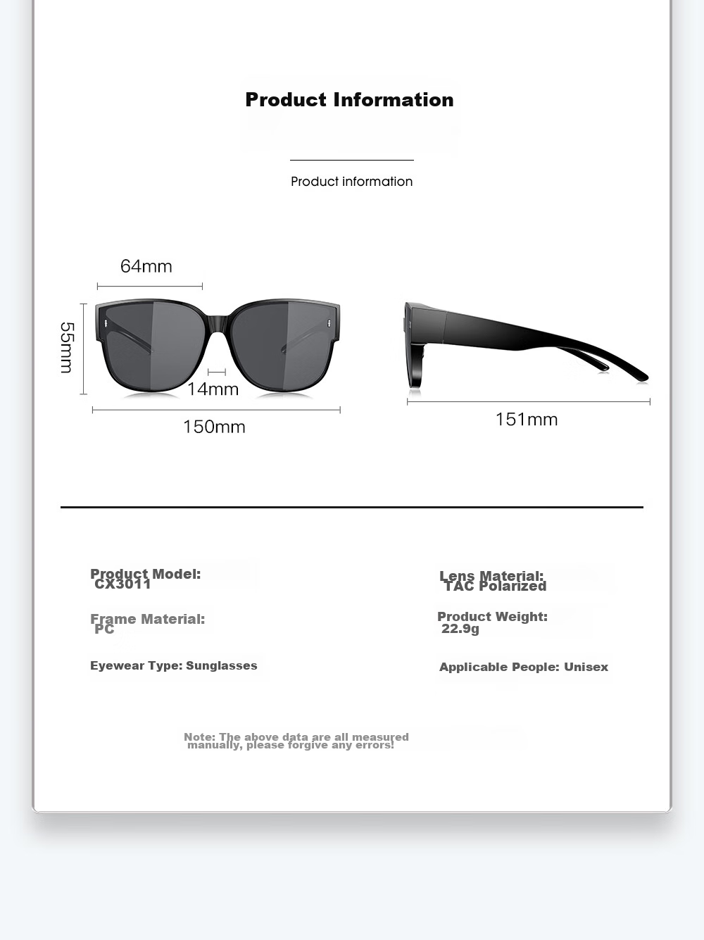 CAXMAN Sunglasses Clip-On for Nearsighted Men And Women, Polarized Sunglasses Insert for Driving, Specialized Glasses Holder for Myopia 9