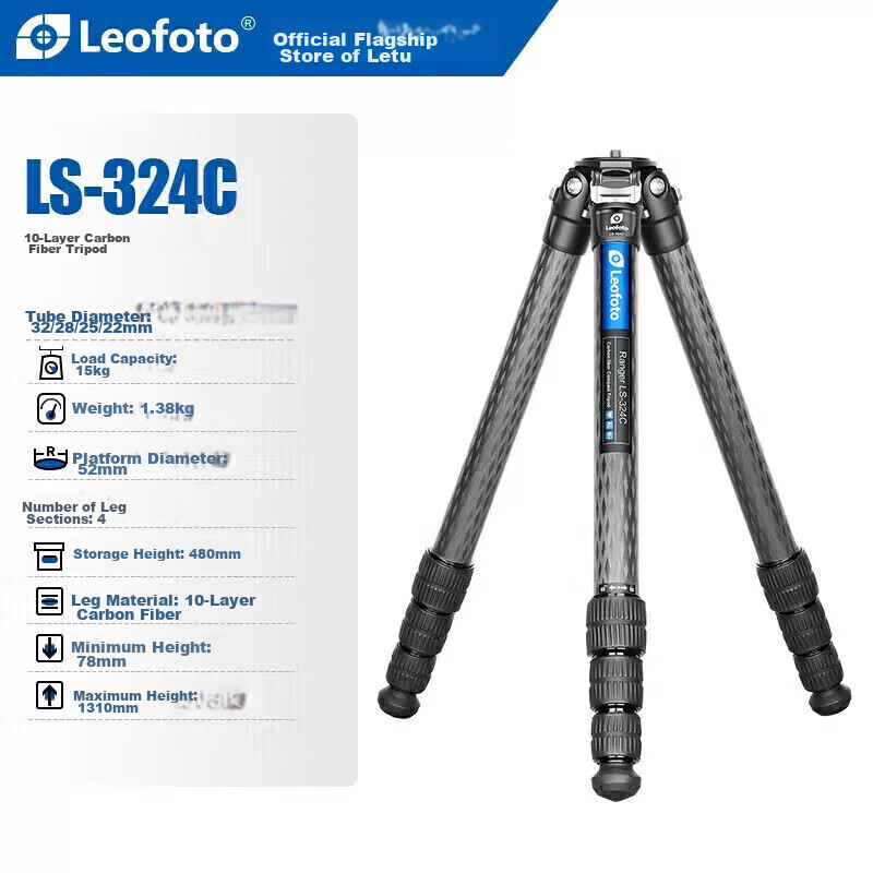 Штатив Leofoto LS-324C, карбоновый, портативный, легкий, для фото- и видеосъемки, для беззеркальных и зеркальных камер, профессиональный штатив