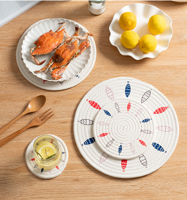 Onlycook Heat-Resistant Placemat, Dish Coaster, Cup Mat, Japanese Minimalist Anti-Scalding Pad, Household Western Dining Mat Bowl Coaster, 18cm 13